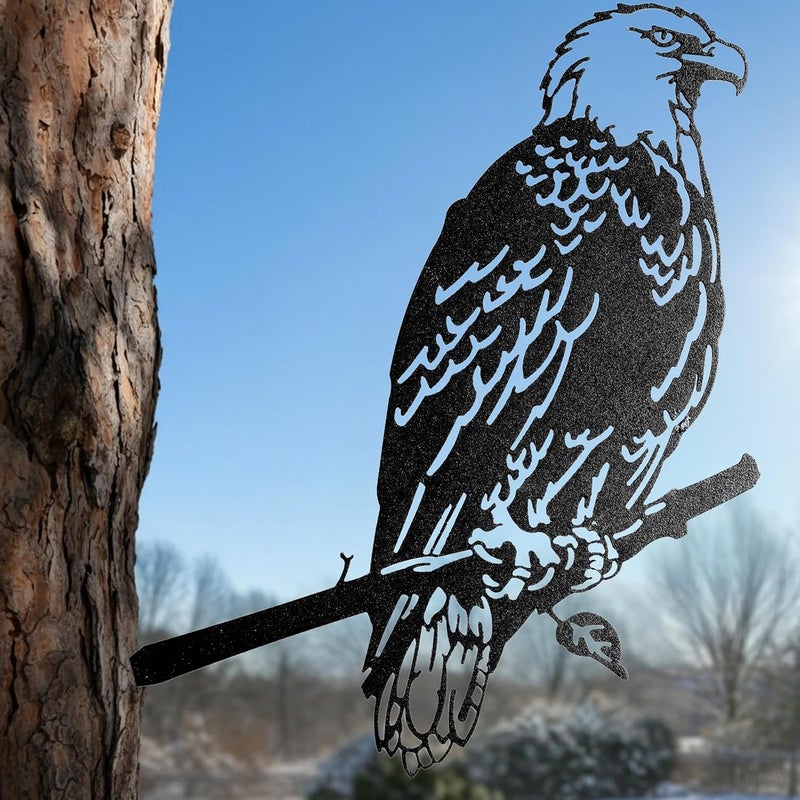 Renovatio Metal Bald Eagle Yard Decor – Majestic Bird Decoration, Metal Bird Decoration, Outdoor Tree Ornaments – Ideal for Dad, Uncle, or Grandfather – A Remarkable Outdoor Yard Decor – Black - Image 1